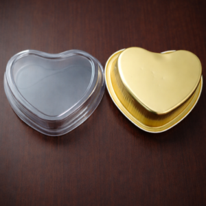 Heart Shaped Dessert Box with Lid – Bake & Serve Aluminium Container with Lid | For Cakes, Brownies, Pudding, Gifting & Parties | Bake & Serve Directly 10 pcs pack
