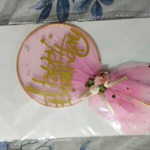 pink net happy Birthday topper