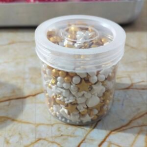sprinkle edible star heatround miniature golden and white