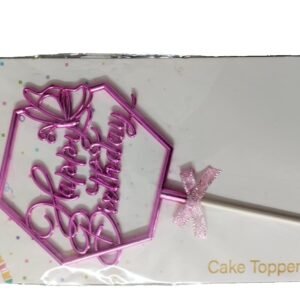 pink colour happy Birthday topper